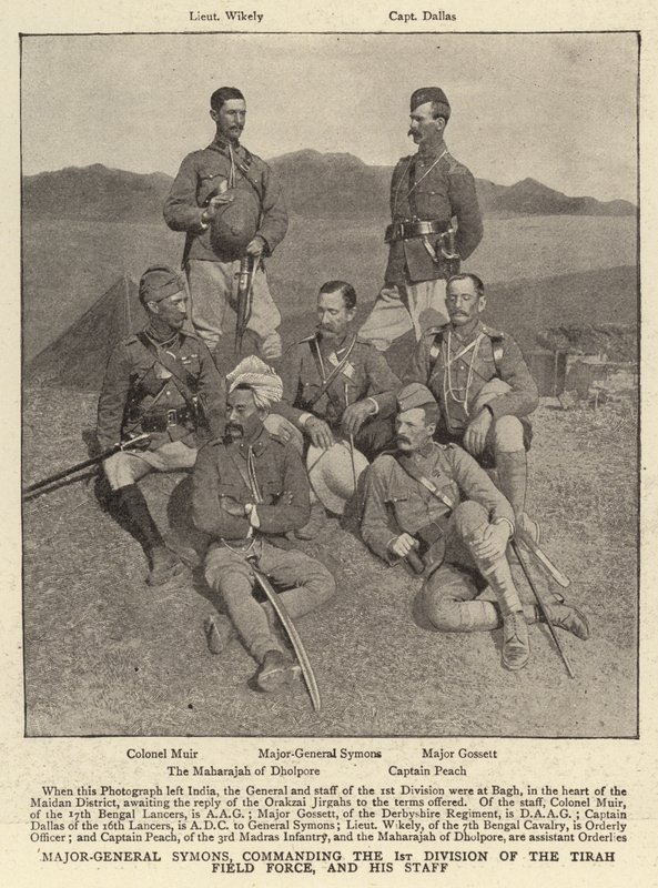 Generalmajor Symons, kommanderende 1. divisjon av Tirah Field Force, og hans stab av English Photographer