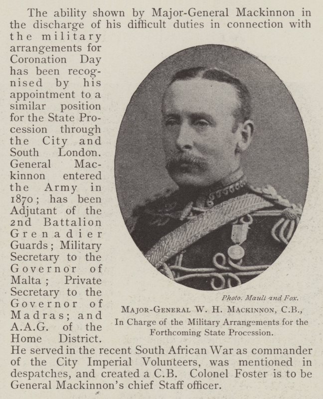 Generalmajor W H Mackinnon, CB, med ansvar for de militære ordningene for den kommende statsprosesjonen av English Photographer