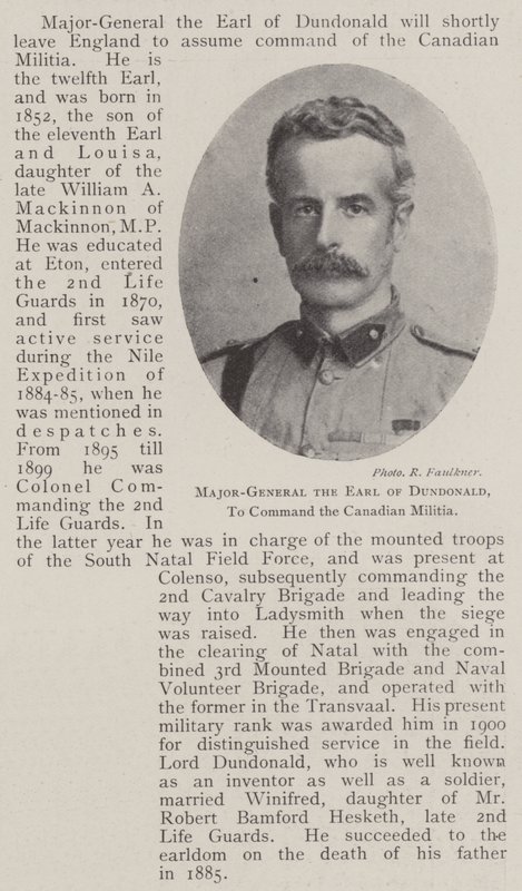 Generalmajor jarlen av Dundonald, for å kommandere den kanadiske militsen av English Photographer