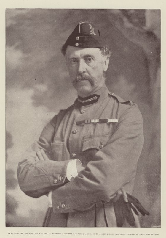 Generalmajor den ærede Neville Gerald Lyttelton, kommanderte den fjerde brigaden i Sør-Afrika, den første generalen som krysset Tugela av English Photographer