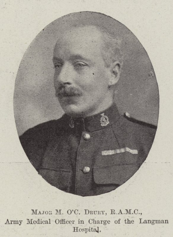 Major M OC Drury, RAMC, militærmedisinsk offiser med ansvar for Langman Hospital av English Photographer