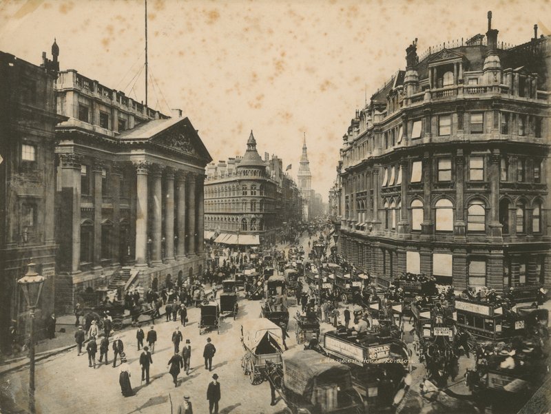 Mansion House, Queen Victoria Street og Cheapside, London av English Photographer