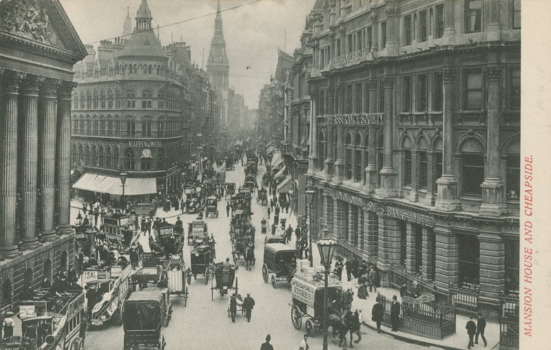 Mansion House og Cheapside, London av English Photographer