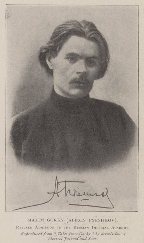 Maxim Gorky (Alexis Pyeshkov), nektet opptak til det russiske keiserakademiet av English Photographer