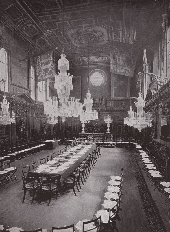Mercers Hall, forberedt på et Livery-møte av English Photographer