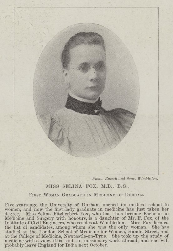 Frøken Selina Fox, MB, BS, First Woman Graduate in Medicine of Durham av English Photographer