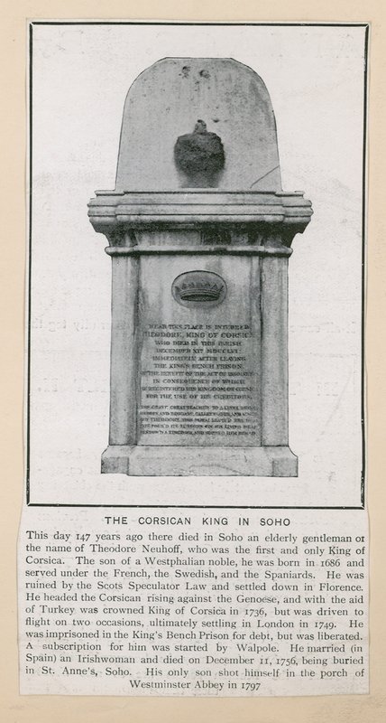 Monument til Theodore, kongen av Korsika av English Photographer