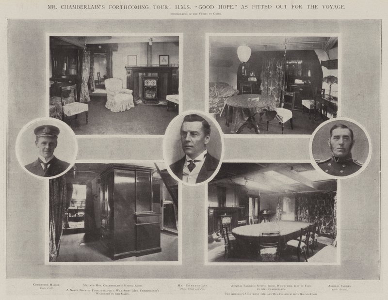 Mr Chamberlains kommende turné, HMS Good Hope, som utstyrt for reisen av English Photographer