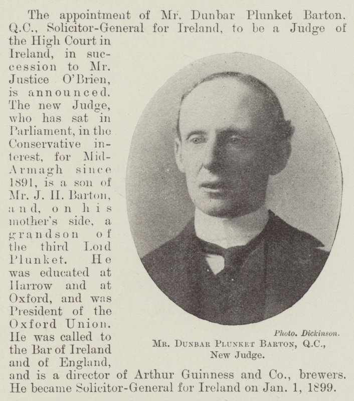 Mr Dunbar Plunket Barton, QC, ny dommer av English Photographer