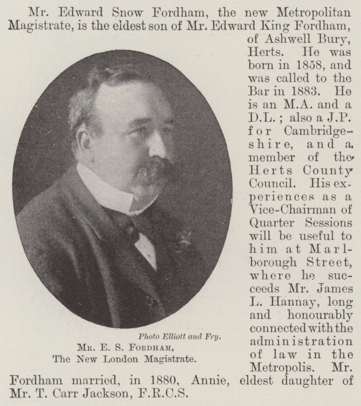 Mr ES Fordham, New London Magistrate av English Photographer