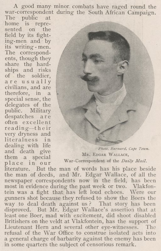 Mr Edgar Wallace, krigskorrespondent for Daily Mail av English Photographer
