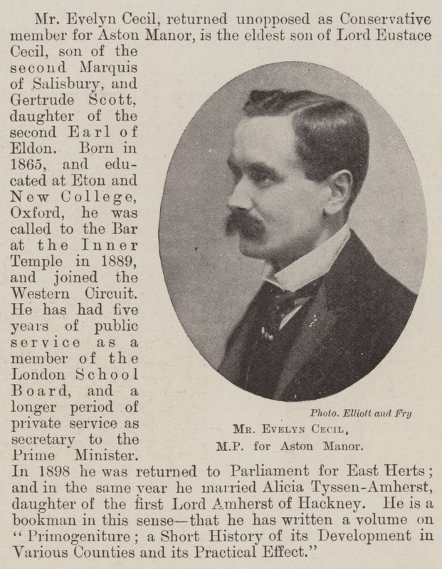 Mr Evelyn Cecil, MP for Aston Manor av English Photographer