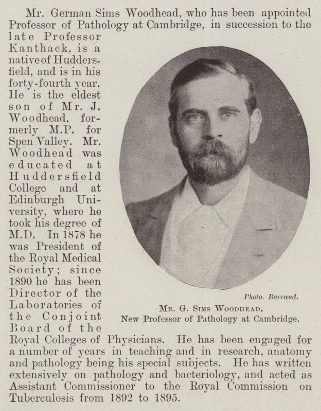 Mr G Sims Woodhead, ny professor i patologi ved Cambridge av English Photographer