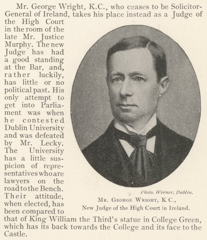 Mr George Wright, KC, ny dommer ved High Court i Irland av English Photographer