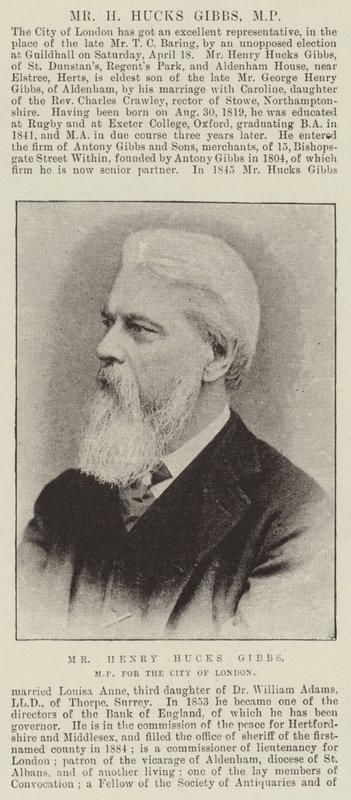 Mr Henry Hucks Gibbs, MP for City of London av English Photographer