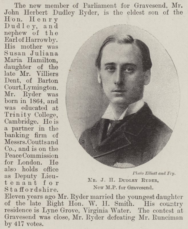 Mr JH Dudley Ryder, ny MP for Gravesend av English Photographer
