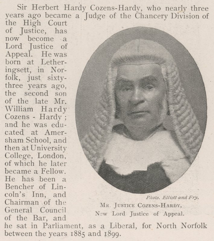 Mr Justice Cozens-Hardy, New Lord Justice of Appeal av English Photographer