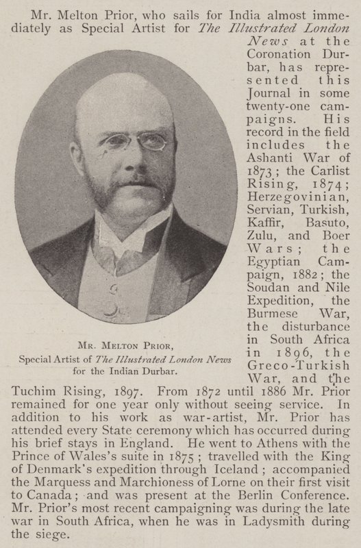 Mr Melton Prior, spesialkunstner av The Illustrated London News for indiske Durbar av English Photographer
