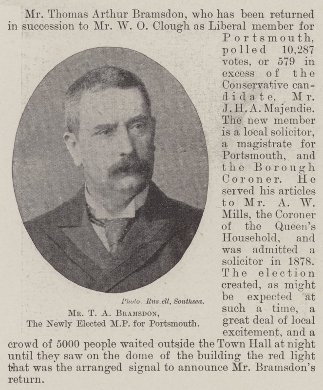 Mr TA Bramsdon, den nyvalgte MP for Portsmouth av English Photographer