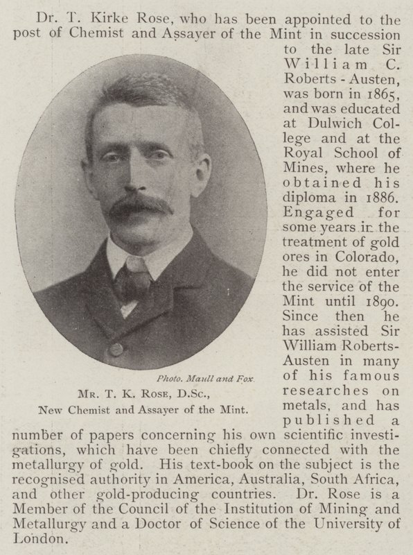 Mr T K Rose, DSc, New Chemist and Assayer of the Mint av English Photographer