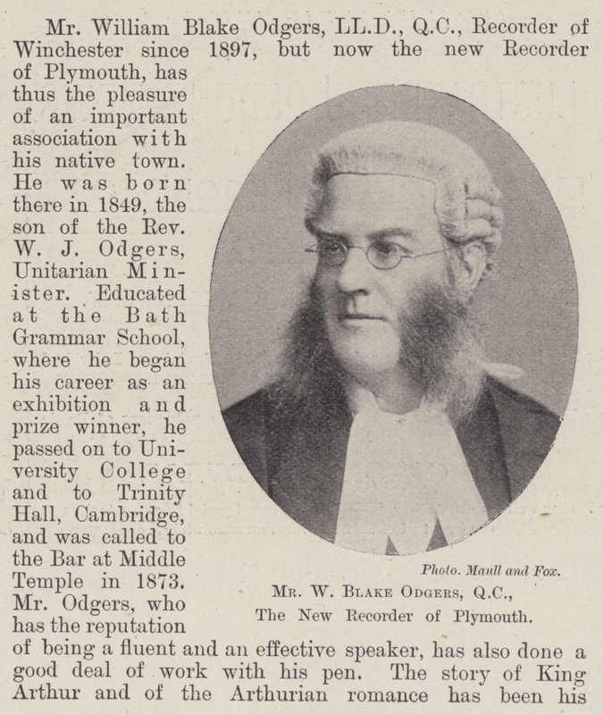 Mr W Blake Odgers, QC, den nye opptakeren fra Plymouth av English Photographer
