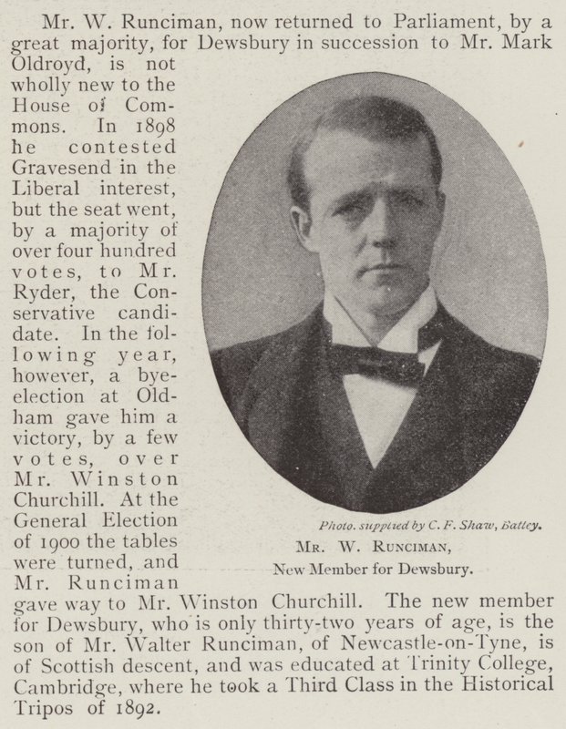 Mr W Runciman, nytt medlem for Dewsbury av English Photographer