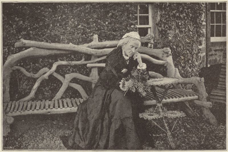 Fru Gladstone i hagen til Blackcraig Castle av English Photographer