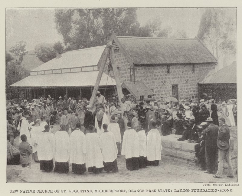 New Native Church of St Augustine, Modderspoort, Orange Free State, legger grunnstein av English Photographer