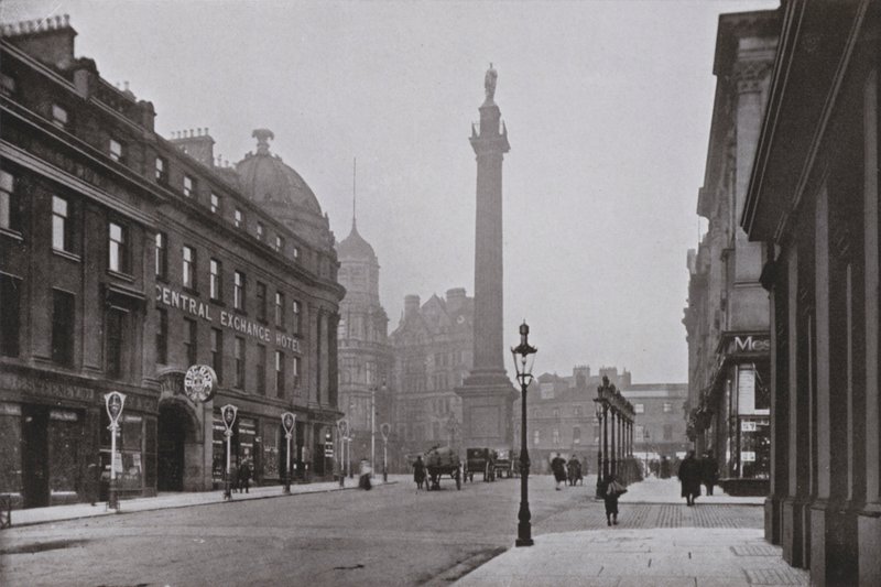 Newcastle, Grey Street (s/hvitt bilde) av English Photographer