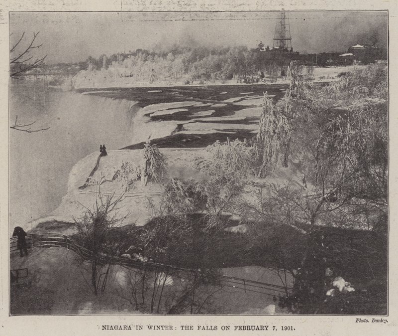 Niagara om vinteren, fossen 7. februar 1901 av English Photographer
