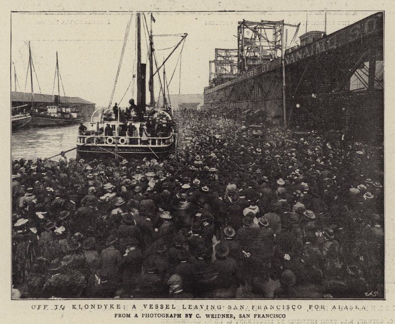Dra til Klondyke, et fartøy som forlater San Francisco til Alaska av English Photographer