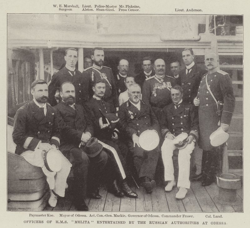 Offiserer ved HMS Melita underholdt av russiske myndigheter i Odessa av English Photographer