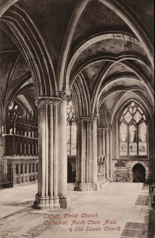 Oxford, Christ Church Cathedral, North Choir Aisle, Old Saxon Church (s/hv-bilde) av English Photographer