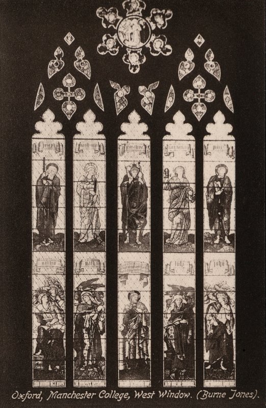 Oxford, Manchester College, West Window, Burne Jones (s/hvitt-bilde) av English Photographer