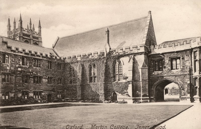 Oxford, Merton College, Inner Quad (s/hvitt bilde) av English Photographer