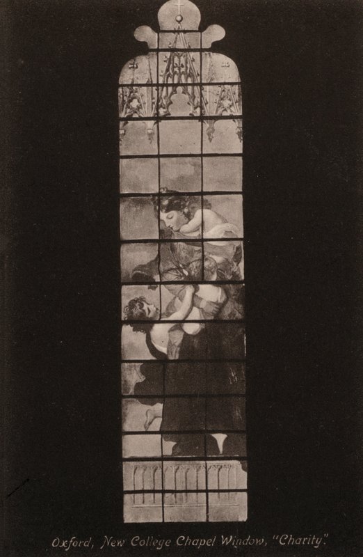 Oxford, New College Chapel Window, Charity (s/hvitt-bilde) av English Photographer
