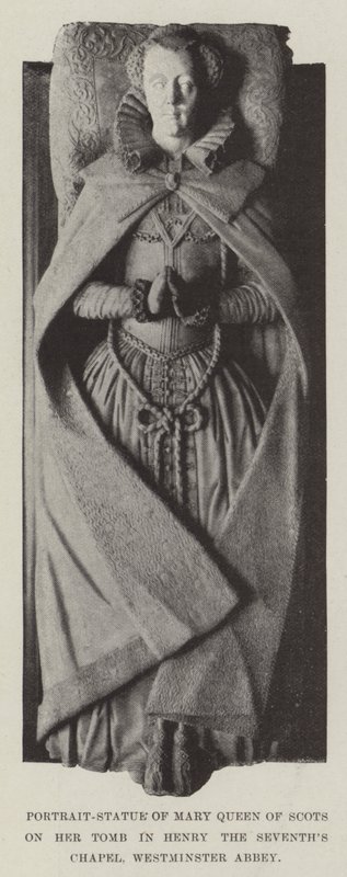Portrett-statue av Mary Queen of Scots på graven hennes i Henry the Sevenths Chapel, Westminster Abbey av English Photographer