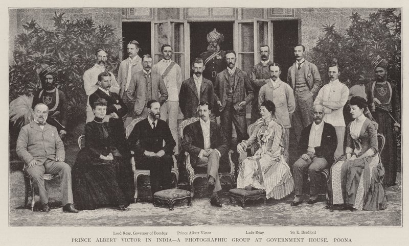 Prins Albert Victor i India, en fotografisk gruppe ved Government House, Poona av English Photographer