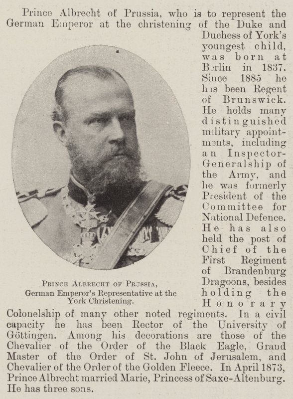 Prins Albrecht av Preussen, tyske keiseres representant ved York-dåpen av English Photographer
