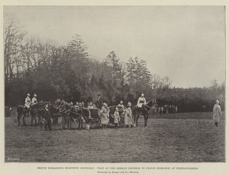 Prins Bismarcks åttiårsdag, besøk av den tyske keiseren til prins Bismarck i Friedrichsruh av English Photographer