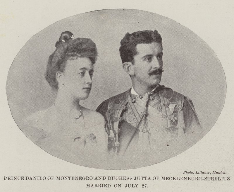 Prins Danilo av Montenegro og hertuginne Jutta av Mecklenburg-Strelitz giftet seg 27. juli av English Photographer