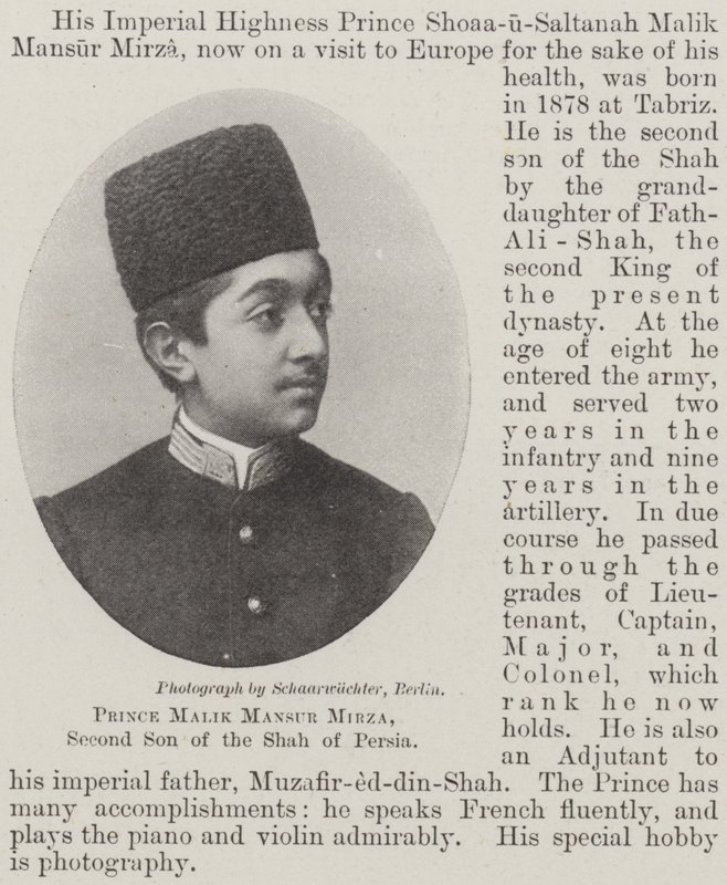 Prins Malik Mansur Mirza, andre sønn av sjahen av Persia av English Photographer