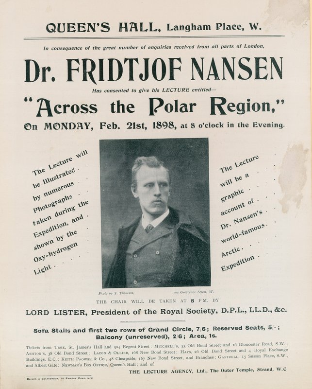Program for Dr Fridtjof Nansen-forelesning, Across the Polar Region av English Photographer
