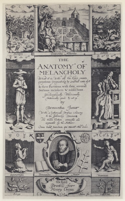 R Burton, The Anatomy of Melancholy, tredje utgave, J Lichfield for H Cripps, Oxford 1628 (s/hv-foto) av English Photographer