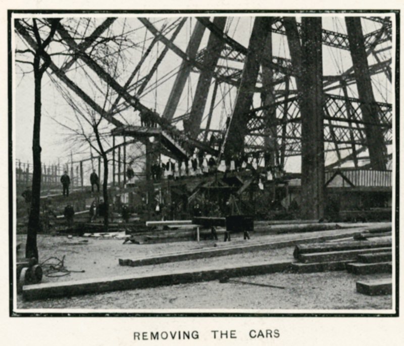 Fjerning av det store hjulet ved Earls Court, London; fjerning av biler; fra The Sphere, 13. april 1907 av English Photographer