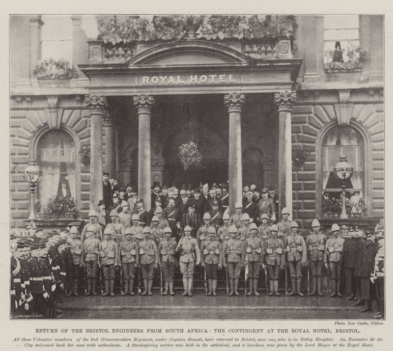 Retur av Bristol-ingeniørene fra Sør-Afrika, kontingenten på Royal Hotel, Bristol av English Photographer