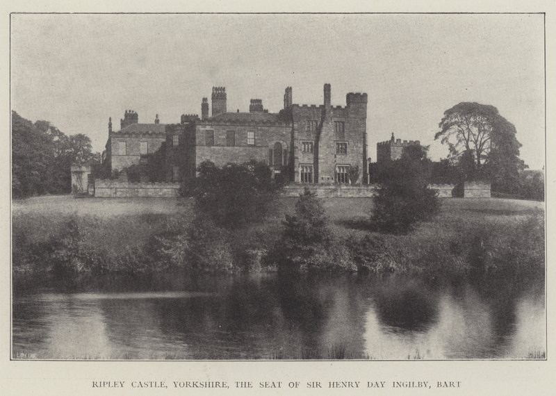 Ripley Castle, Yorkshire, setet til Sir Henry Day Ingilby, Baronet av English Photographer