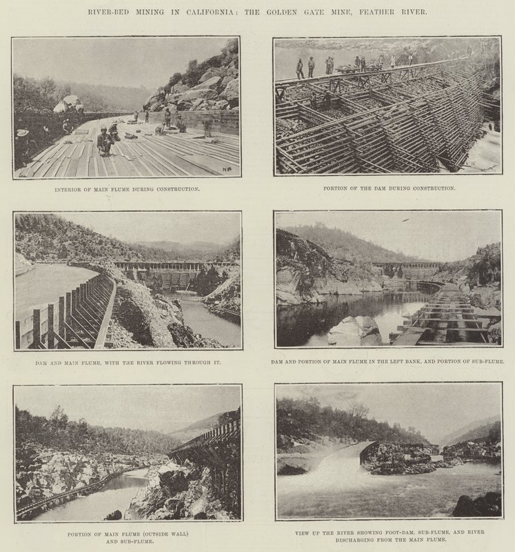 River-Bed Mining i California, Golden Gate-gruven, Feather River av English Photographer