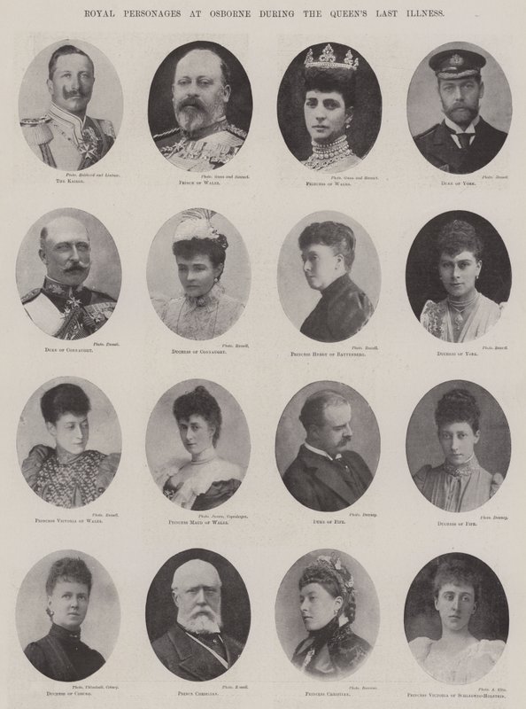 Royal Personages på Osborne under Queens Last Illness av English Photographer