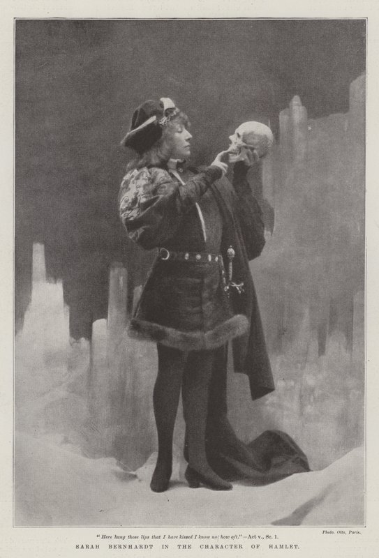 Sarah Bernhardt i karakteren til Hamlet av English Photographer